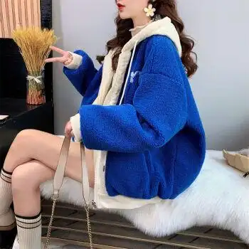 蓝色毛毛 杏色偏大宽松 s90-105斤