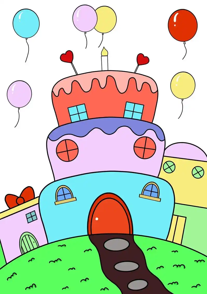 教你画蛋糕房子.儿童简笔画蛋糕房子 超简单的儿童绘画 小学生 - 抖音