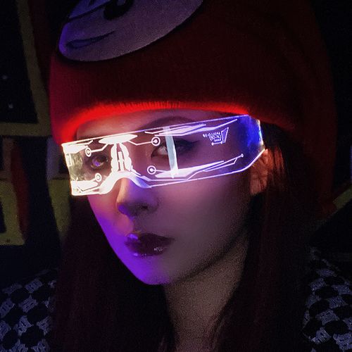 赛博朋克led发光蹦迪眼镜未来科技科幻变色太阳眼镜