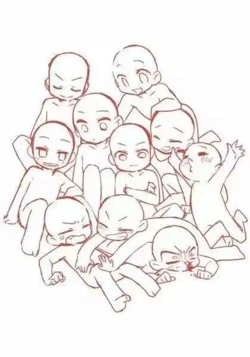 多人动作q版绘画参考