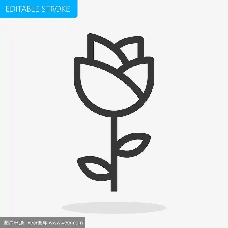 花玫瑰图标矢量可编辑描边像素完美