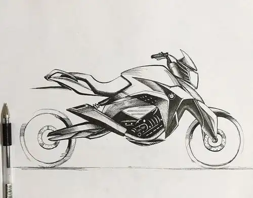 摩托车素描简笔画大图