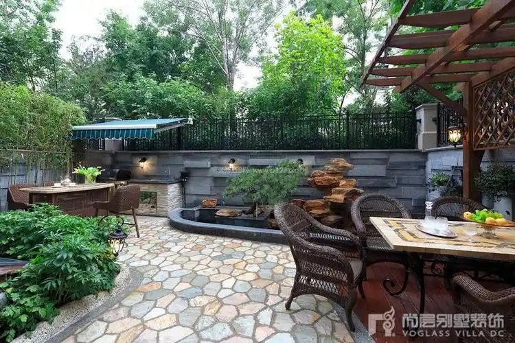 花园装修设计 2020别墅花园装修实景图片 2020假山别墅花园装修效果图