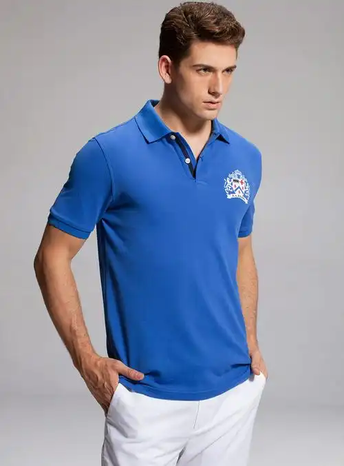 eliot艾里托 珠地纯棉艾里托 纯棉珠地 男士时尚休闲绣章短袖polo衫