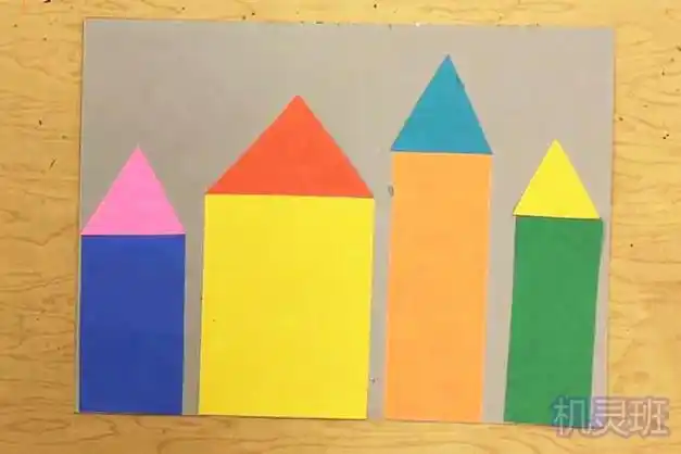 幼儿冬季手工卡纸拼贴画下雪后的房子(步骤图解)3