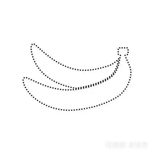 香蕉简单的符号矢量白色背景上的黑色虚线的图标分离