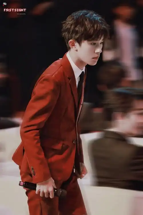 易烊千玺酒红色西装风度翩翩 错位戴皇冠精致贵气_娱乐频道_中国青年