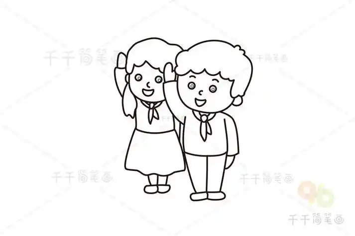 敬礼的小朋友简笔画小朋友简笔画