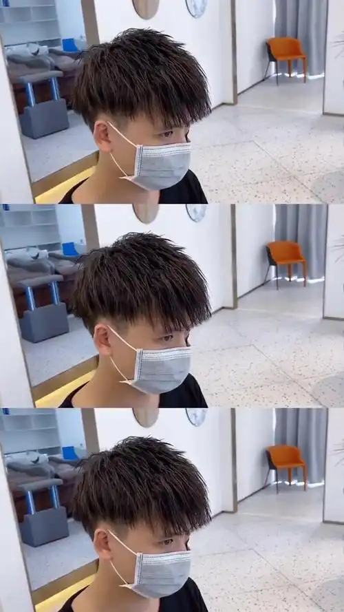 男生发型 男士发型 烟花烫 商家号战疫行动  小哥第一次烫头发,自然