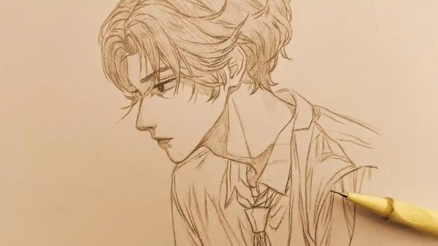 动漫男生侧脸的画法,这样画不是有手就行吗?快来和我一起画