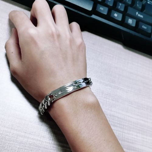 手链s925纯银马鞭欧美男士霸气白金男款个性手链