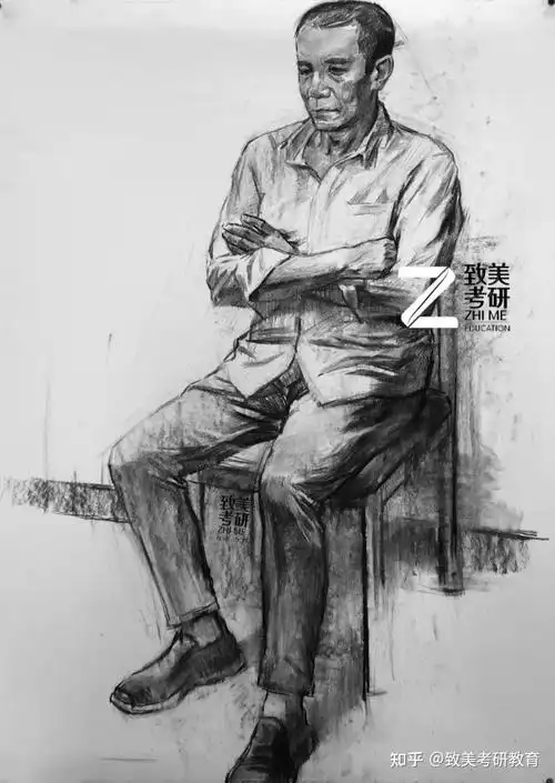 中国美术学院考研/素描高分全身像写生示范(包含步骤图/高分要点/优秀