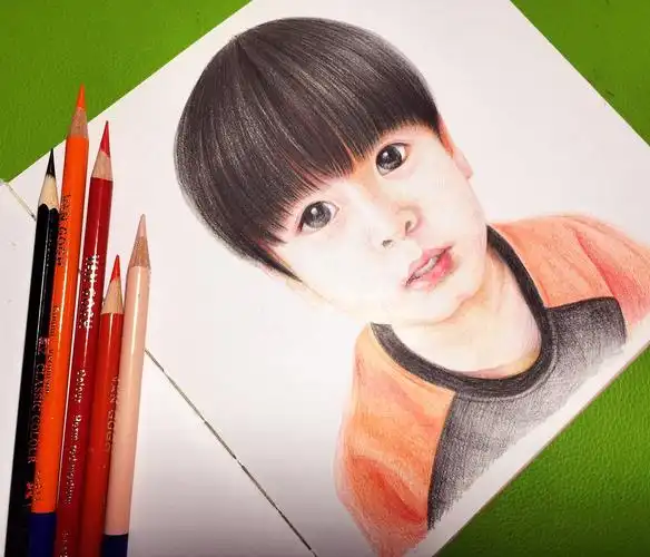 小男孩彩铅肖像