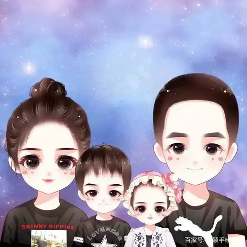 动漫手绘头像,一家四口头像合集,全家福微信头像