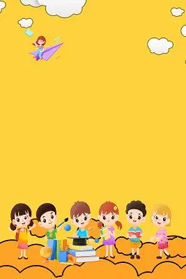 黄色简约文艺小清新卡通一家人出行海报背景