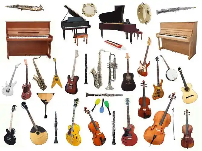 白色背景下的不同乐器