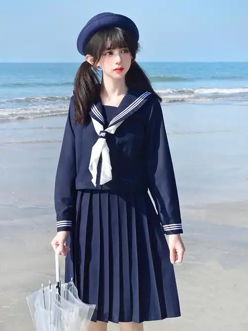 【精选好货】jk制服水手服冬季女绀三本基础款中间服长款冬服日系甜美