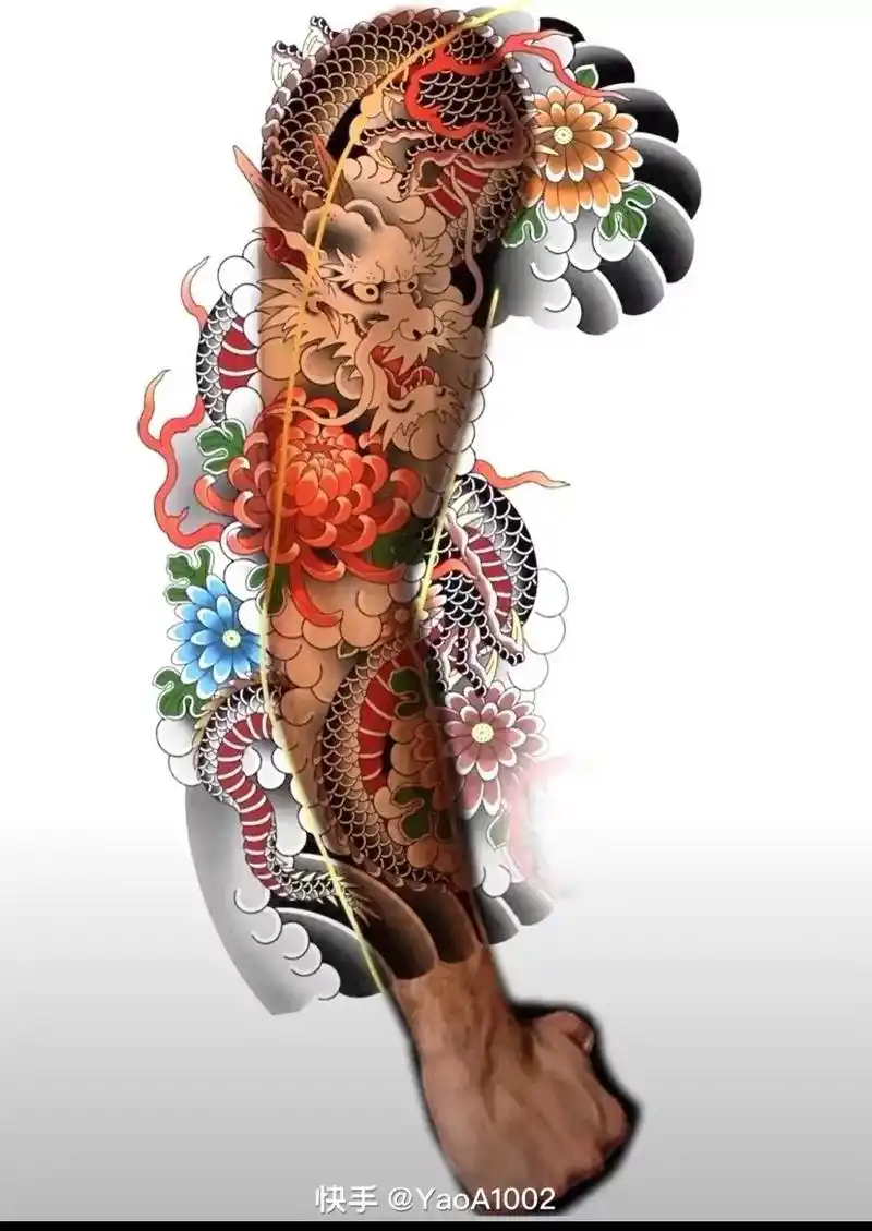 日式老传统 #纹身图案手稿 #花臂 #老传统 - 抖音