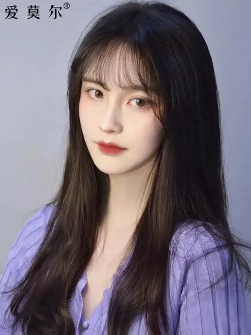 假发女长发真人发丝网红法式空气刘海修颜减龄真发自然全头套式