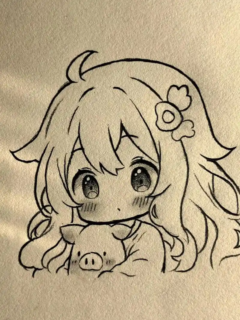 简笔画详细教程 #手绘临摹 #古风女孩 小乖,我希望你可 - 抖音