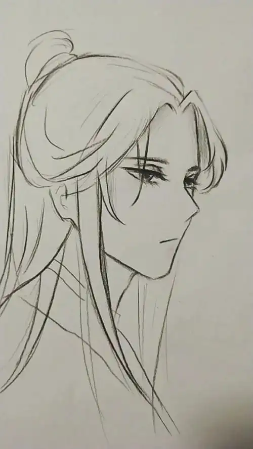 几笔构成古风男侧脸,快学起来.