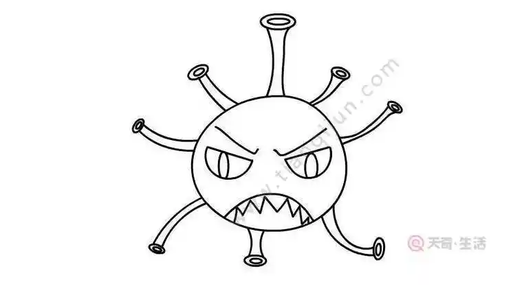 开心的病毒简笔画怎么画简笔画病毒冠状简笔画病毒新冠病毒的简笔画