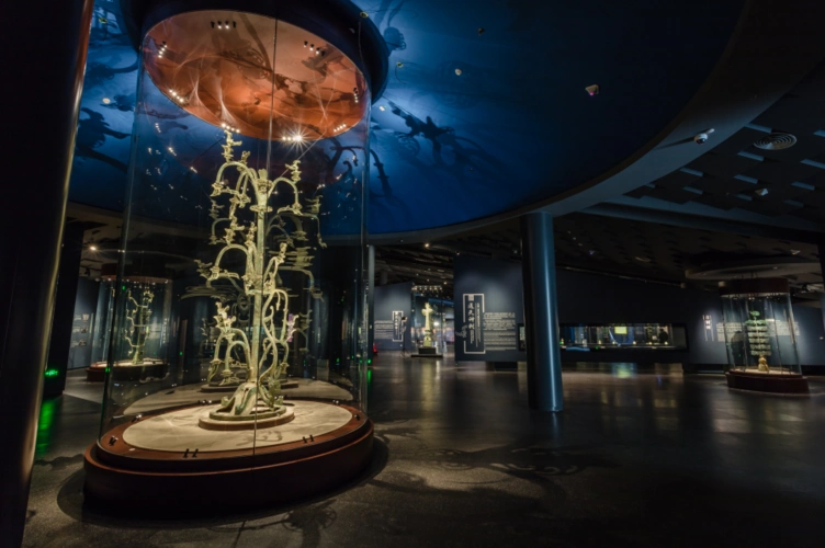 四川省三星堆博物馆展厅展陈布景的照明效果