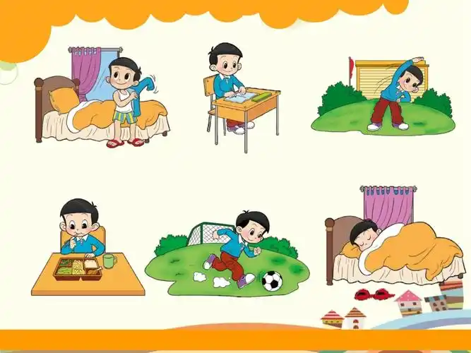 小学数学北师大一年级上册八认识钟表 小明的一天最终版_第5页