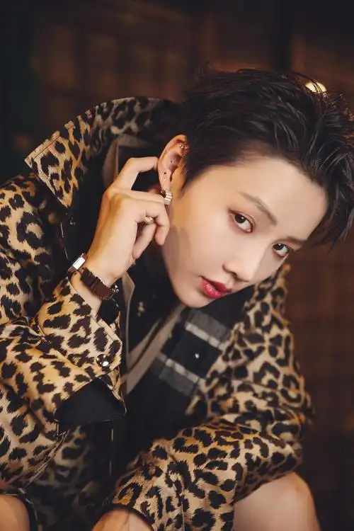 刘雨昕红毯造型图来啦 湿发背头 豹纹棉服,帅气洒脱性感撩人……_高清