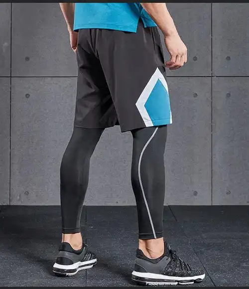 健身裤男士弹力压缩紧身裤跑步吸汗速干长裤篮球训练打底运动裤