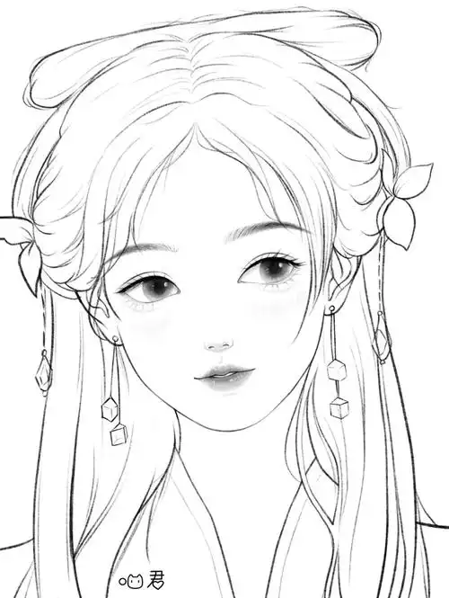 古风美女头像线稿练习10