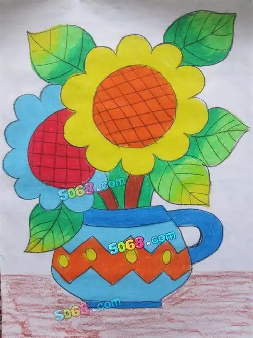 优秀儿童水彩画作品-美丽的向日葵