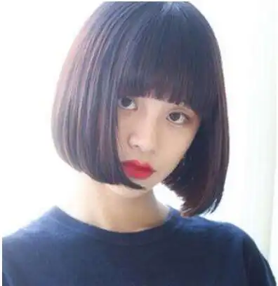 齐脖短发自然直发发型图片