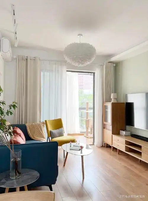 70平方二居室混搭风格客厅潮流混搭客厅设计图片赏析