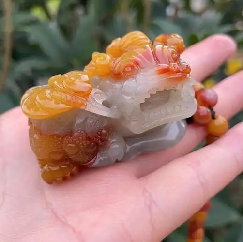 k&k宝钰天然黄龙玉鸿运当头帝王黄金沙霸王貔貅手玩挂件证书新