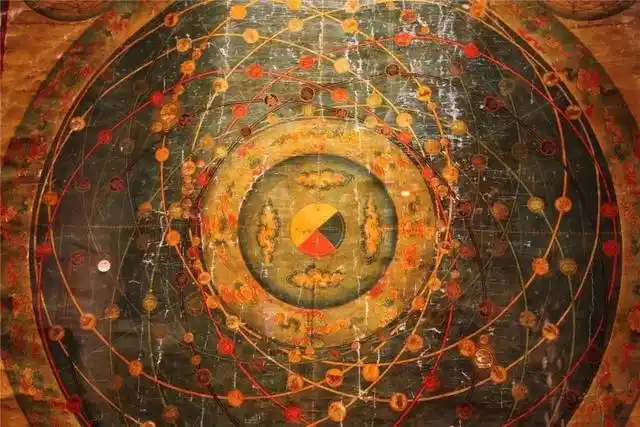 布画天体日月星辰运行图 唐卡 清(局部).