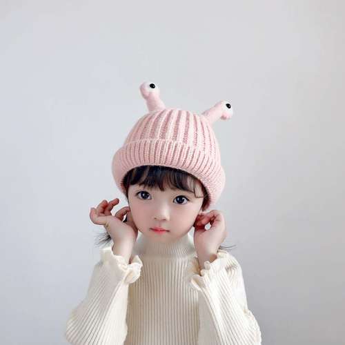 婴儿亲子可爱儿童针织毛线萌帽帽子大眼1岁帽子