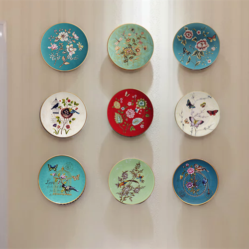 美式复古陶瓷盘子欧式花鸟创意墙面装饰挂盘装饰坐盘