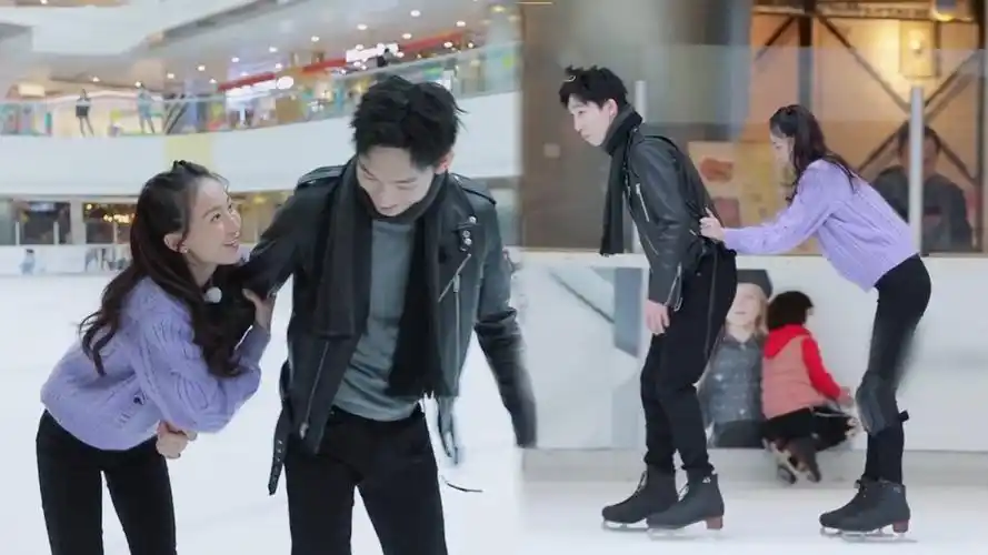 张豆豆带于家翊滑冰两人自然牵手于家翊改变直男性格