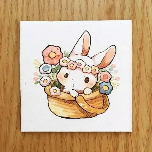 可爱的q版动物萌图手绘画一组萌萌哒的小兔子