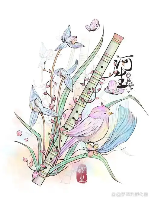 传统乐器插画之笛子