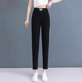 萝卜裤夏季妈妈裤子中年妇女哈伦裤薄款九分休闲裤新款宽松黑色26s