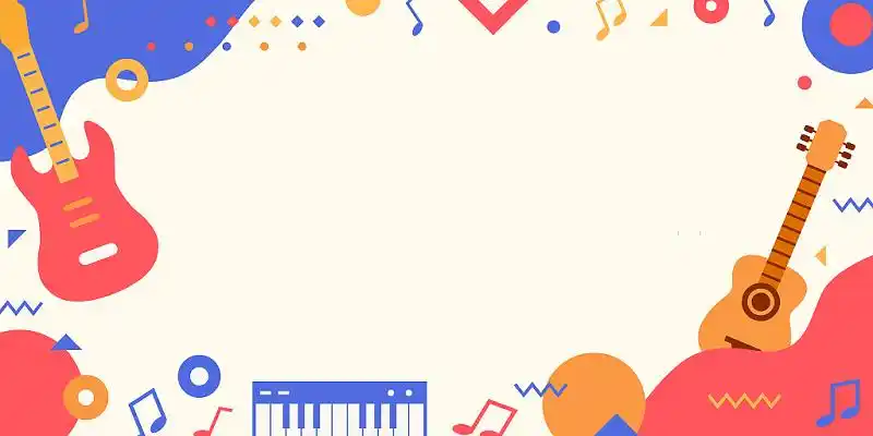 米色小清新卡通音乐乐器边框展板背景