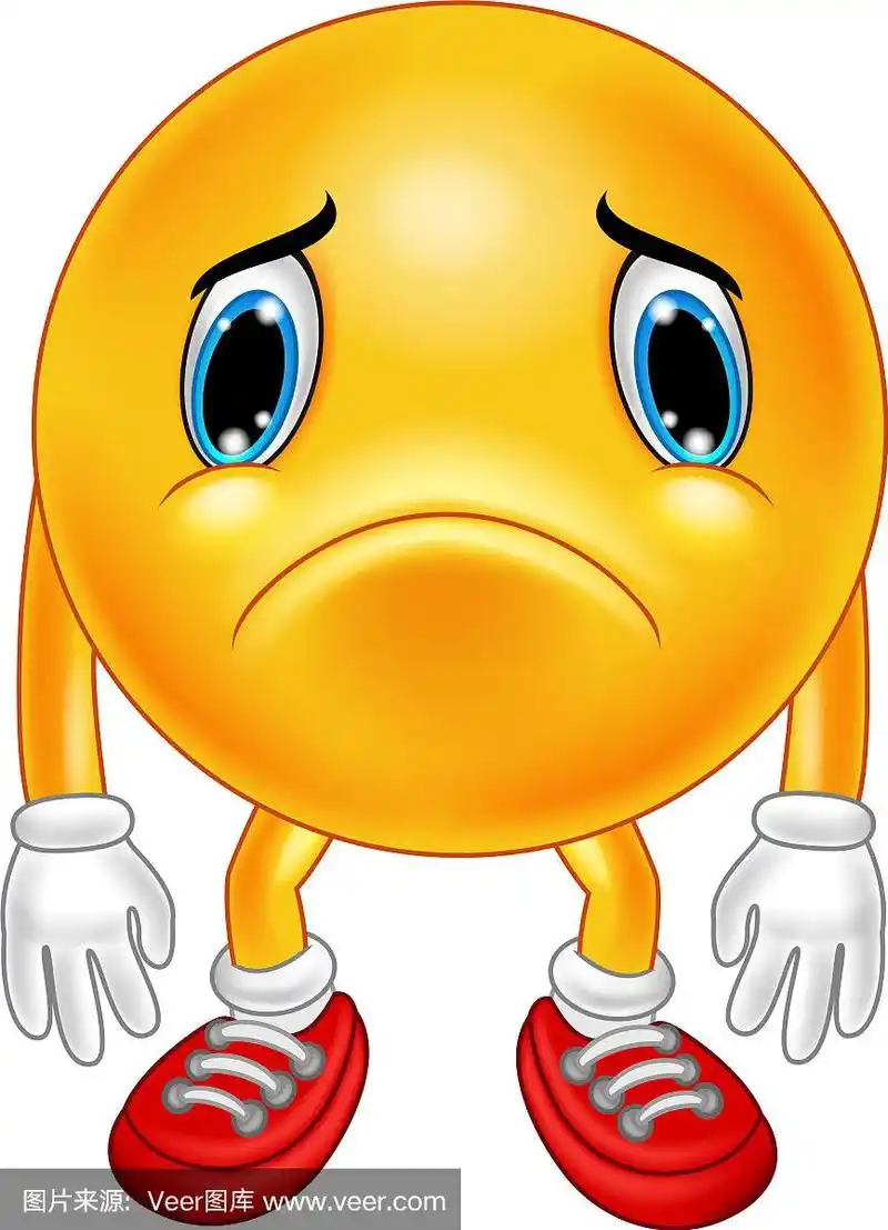 白色背景上的卡通悲伤表情