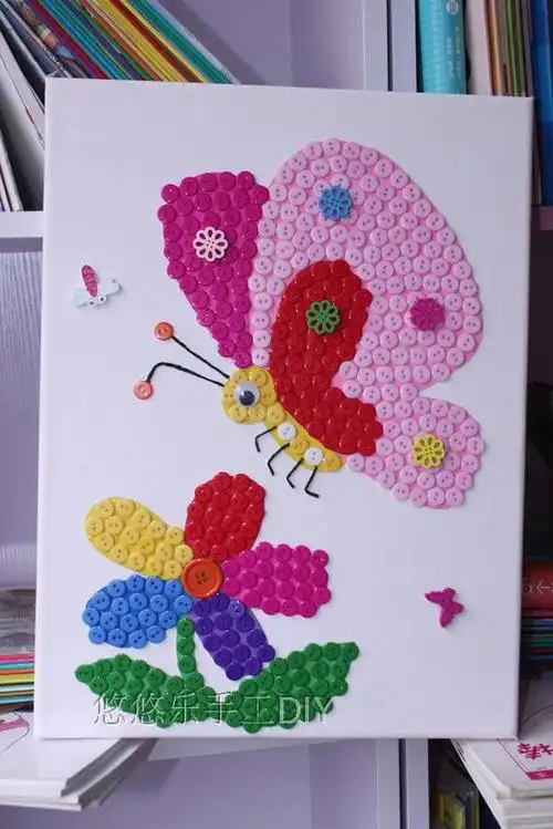 包邮节日礼物手工diy材料包儿童益智玩具扣子画亲子粘贴画