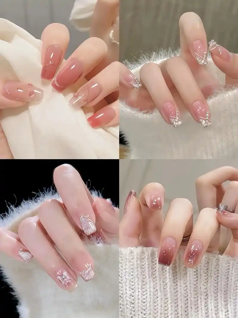 清新淡雅美甲来呀,仙女们请签收! 颜色比较偏温柔,款式不复杂 - 抖音