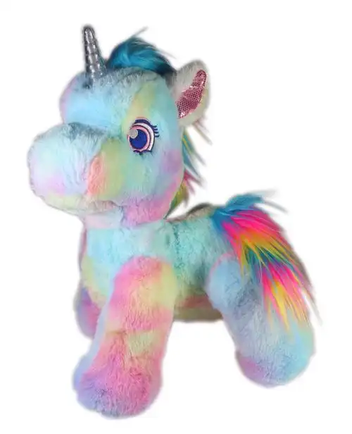 幻彩独角兽七彩毛绒小马玩偶走路电动音乐公仔仿真