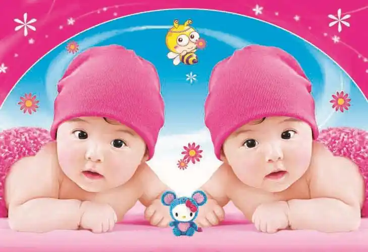 宝宝海报 胎教海报挂图 宝宝画 可爱宝宝图 双胞胎k1848-49图片_9