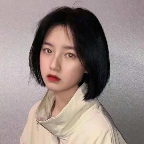 假发头套女 短发 气质 圆脸_假发女短发bobo头自然中分无刘海锁骨发网