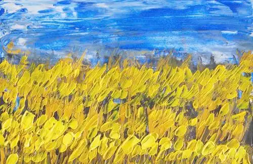 油画麦田图片
